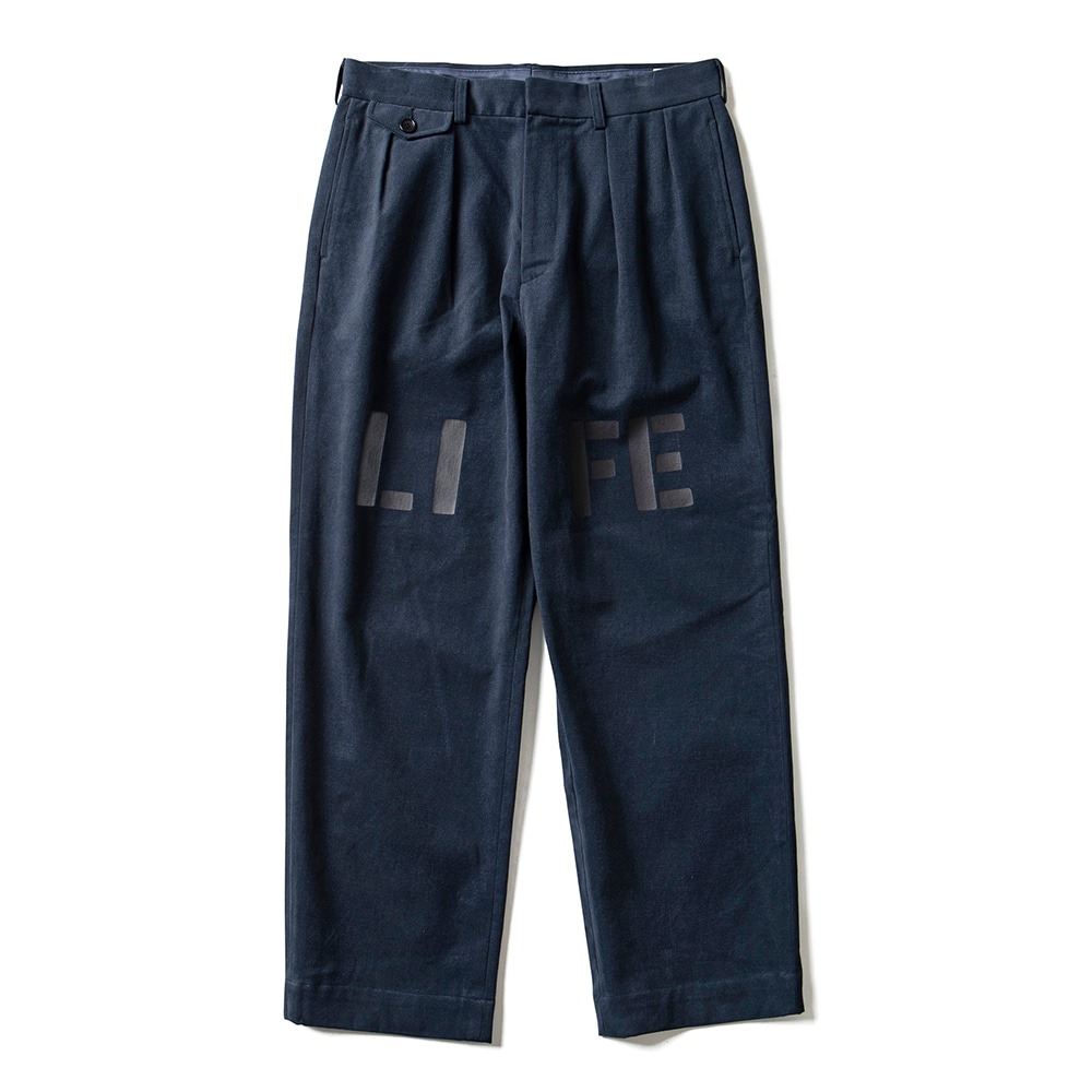 LIFE WIDE COTTON PANTS NAVY