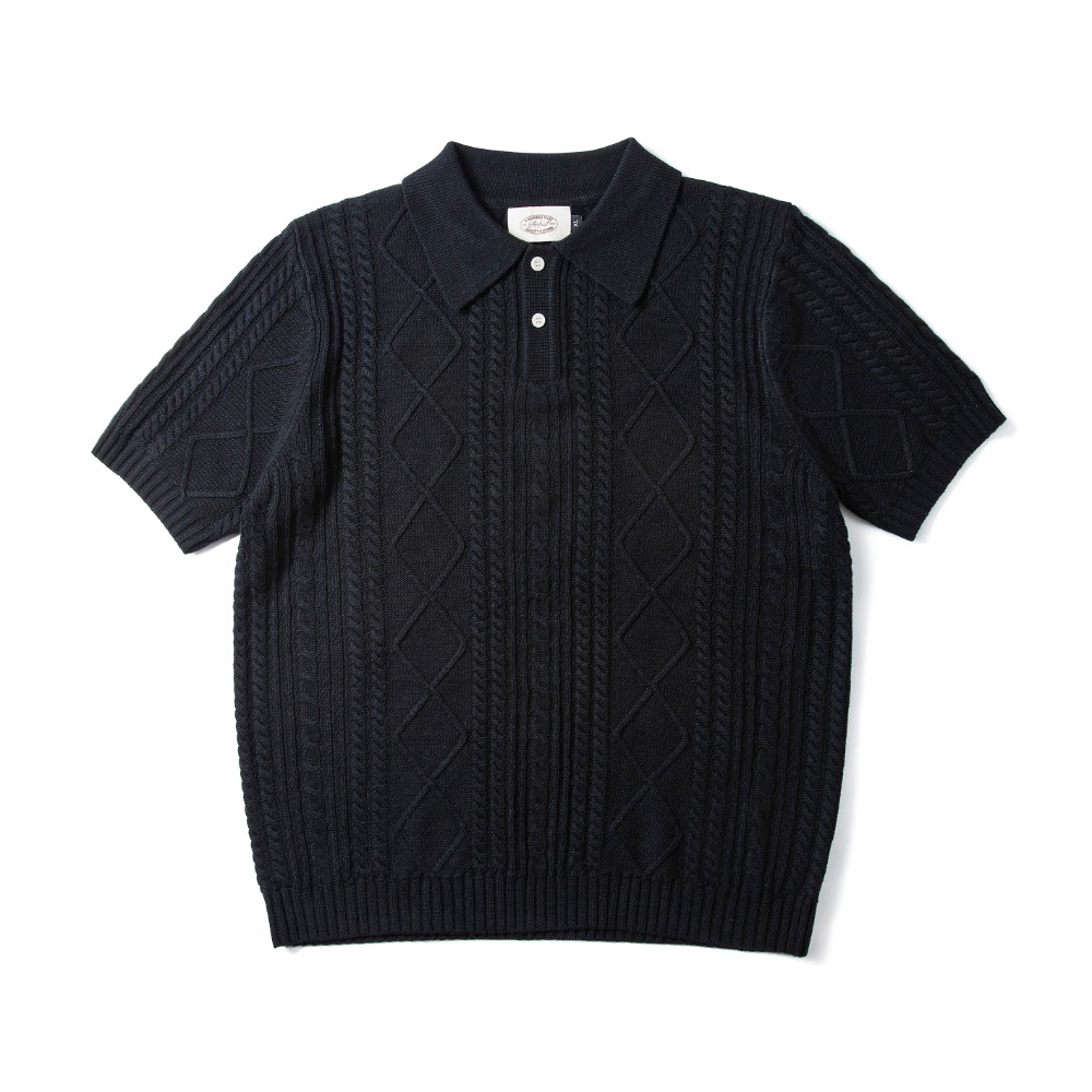 Fishermen Summer Button Collar Knitwear Black