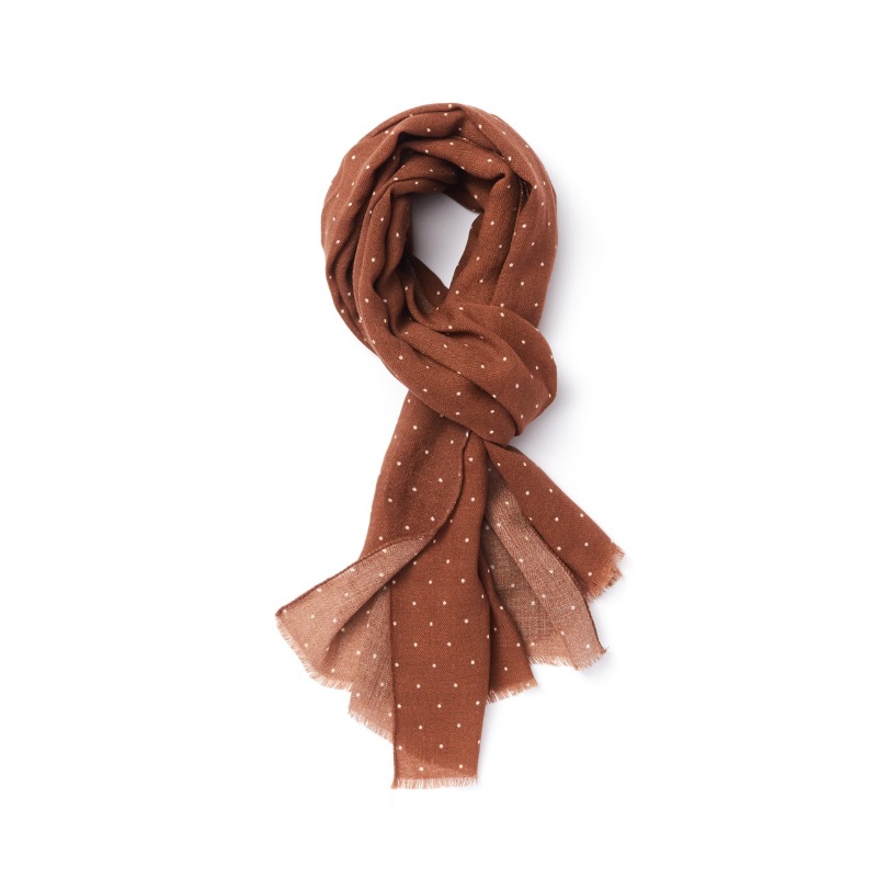 BROWN SMALL DOTTED SCARF