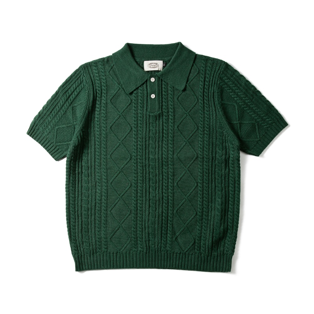 Fishermen Summer Button Collar Knitwear Green