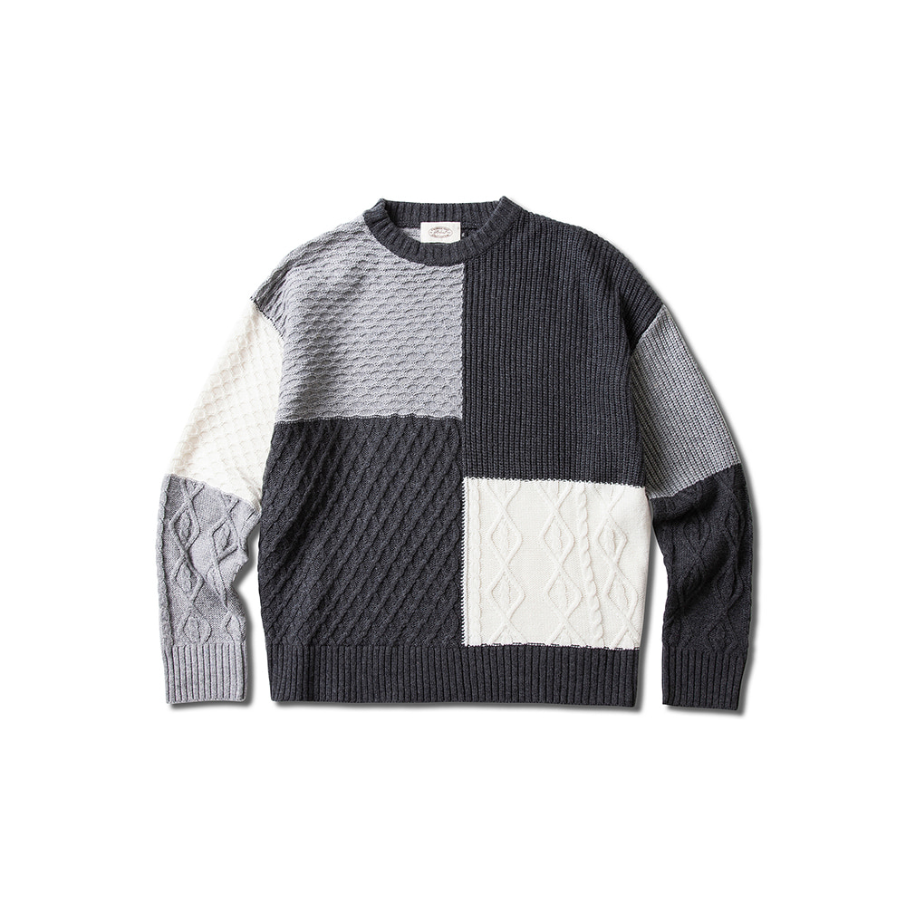 COLORED PATCHWORK SWEATER GREY