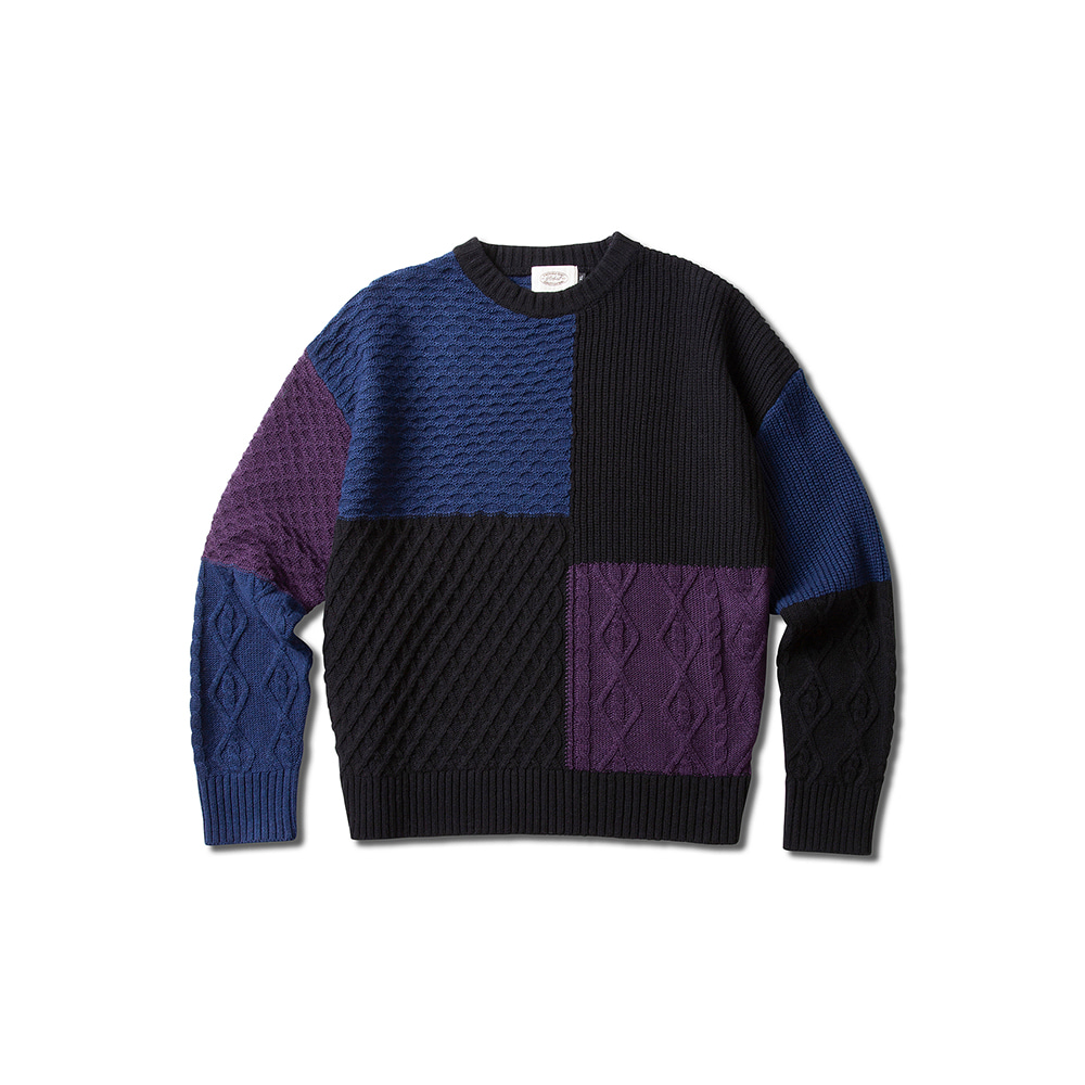 COLORED PATCHWORK SWEATER NAVY