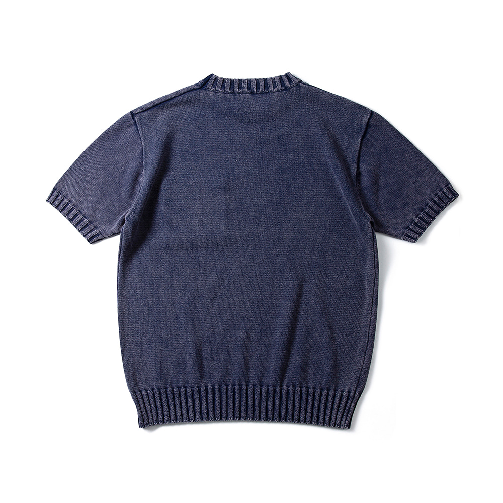 Washed cotton knitwear Navy